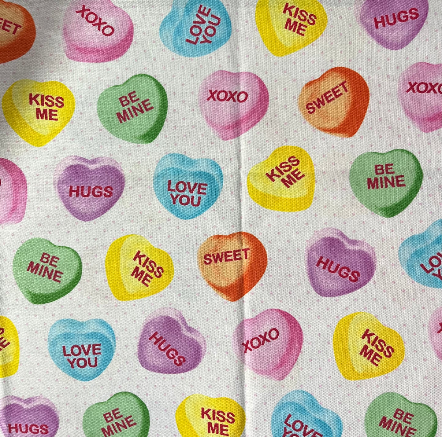 Candy Hearts print handmade cloth g-tube pad, view 2