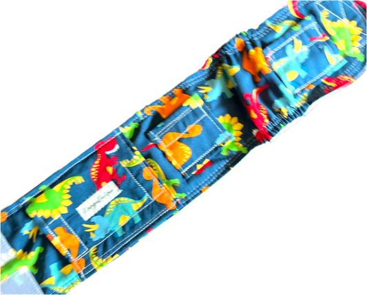 Navy dinosaur gtube belt belly band
