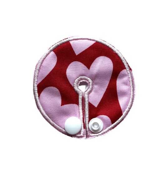 Pink hearts on red 2.75" gtube pad