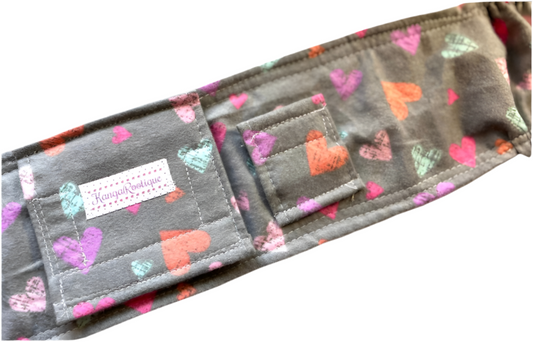 Gray hearts gtube belt belly band