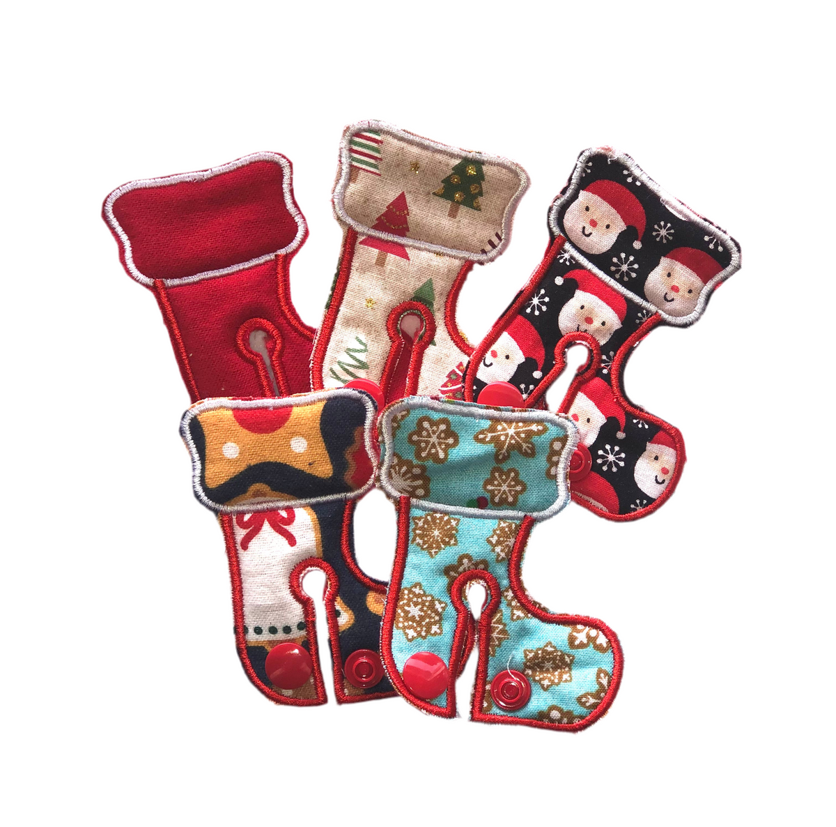 Christmas Stocking print handmade cloth g-tube pad