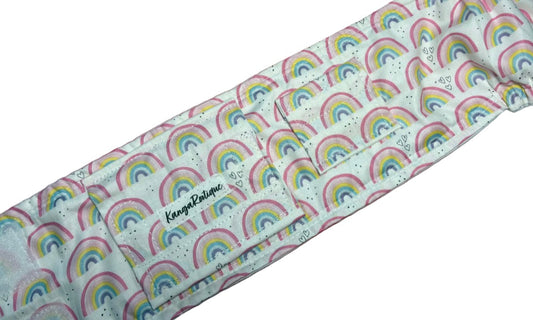 White Rainbow print handmade g-tube belly belt