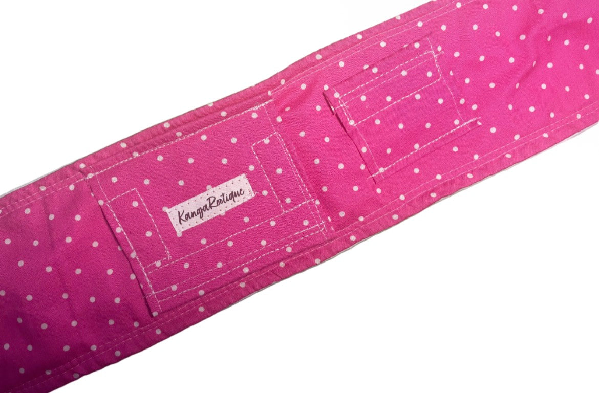 Pink Dot print handmade g-tube belly belt