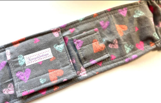 hearts on gray gtube belt belly band