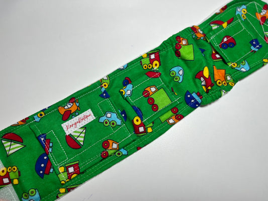 Boats cars vehicles gtube belt belly band - GREEN PRINT ONLY