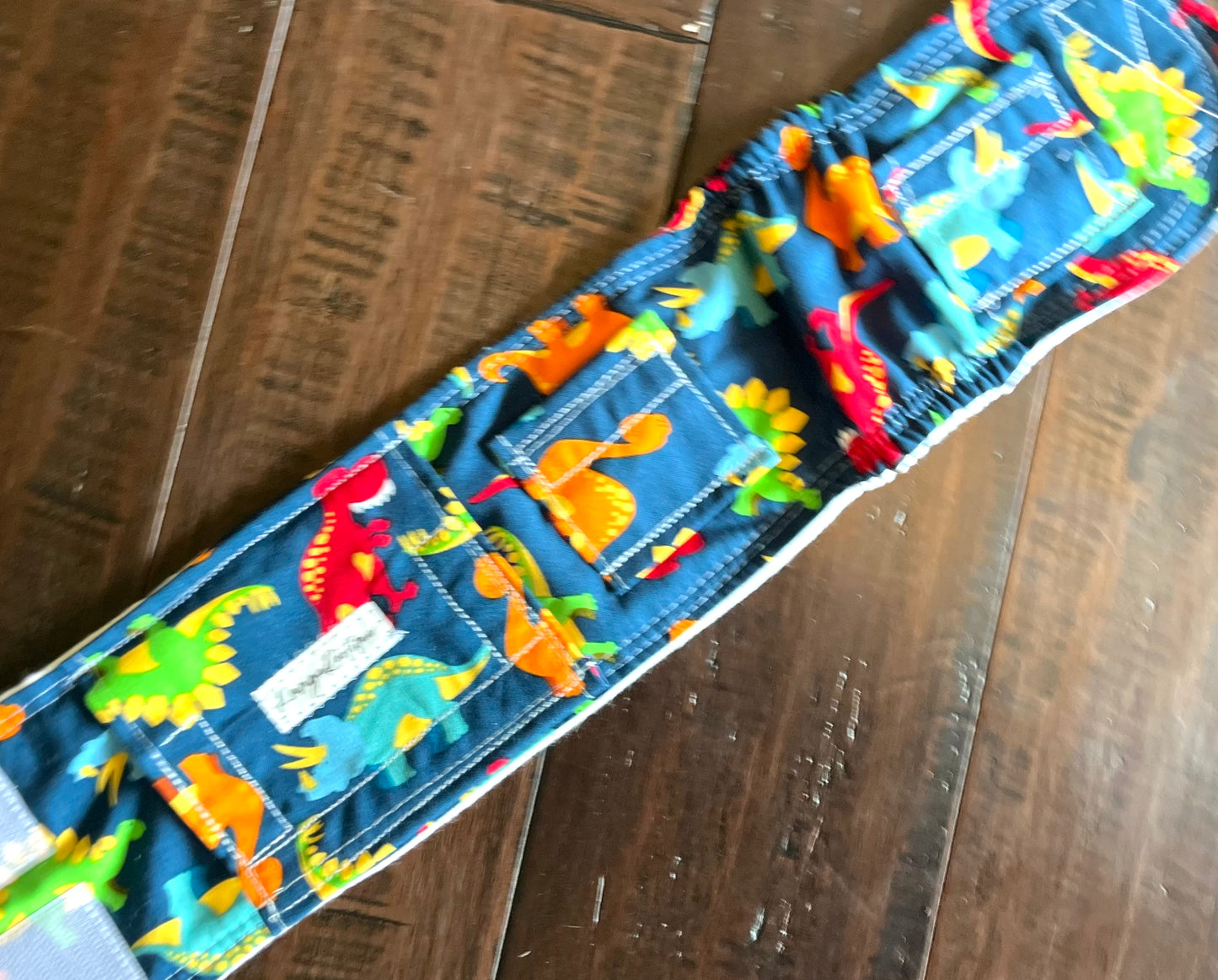 Navy dinosaur gtube belt belly band