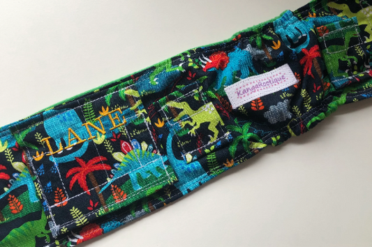 navy dinosaur gtube belt belly band